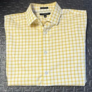 Banana Republic Men’s Yellow Windowpane Plaid Button Down Shirt Size Medium